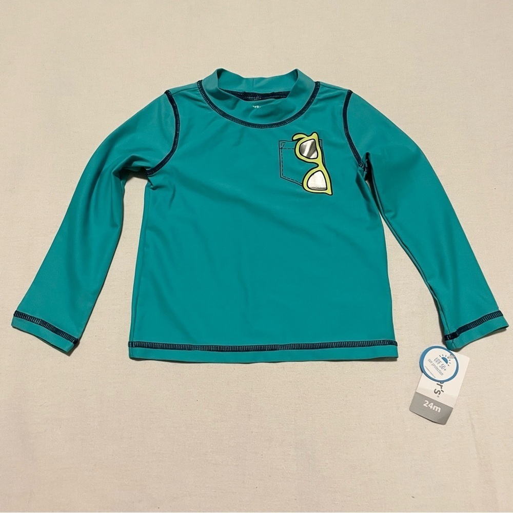 Carters Baby 24 Month Teal Rash Guard Swim Shirt UV Protection